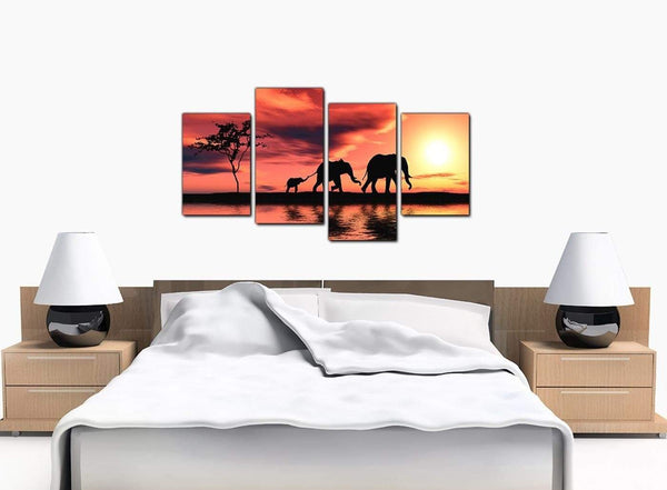 Set Of Four Extra-Large Orange Canvas Wall Art