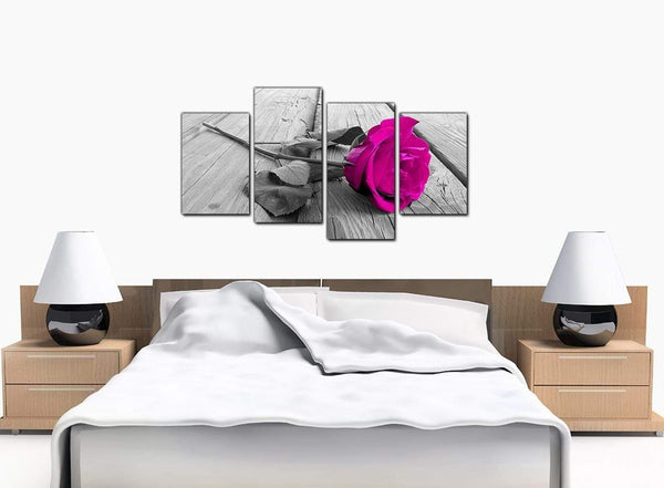 4 Piece Set of Modern Pink Canvas Art