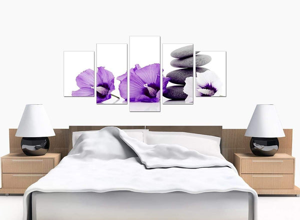 Five Part Set of Cheap Purple Canvas Pictures