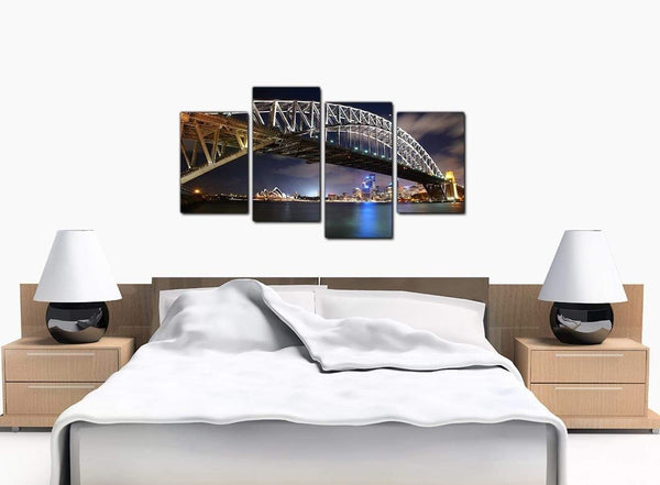 4 Panel Set of Bedroom Blue Canvas Prints