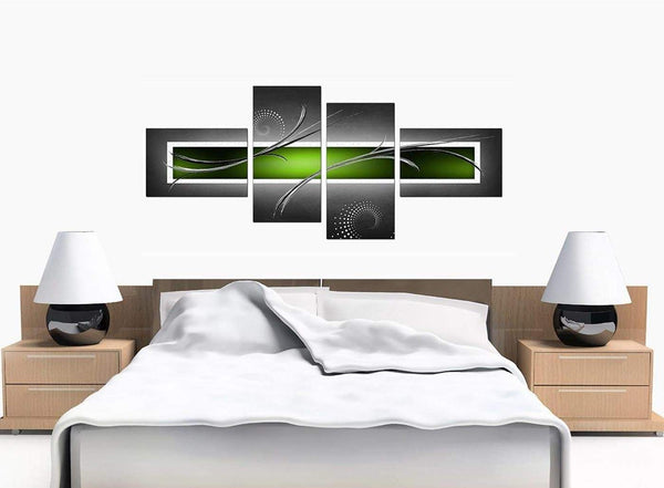 Set Of 4 Large Green Canvas Picture