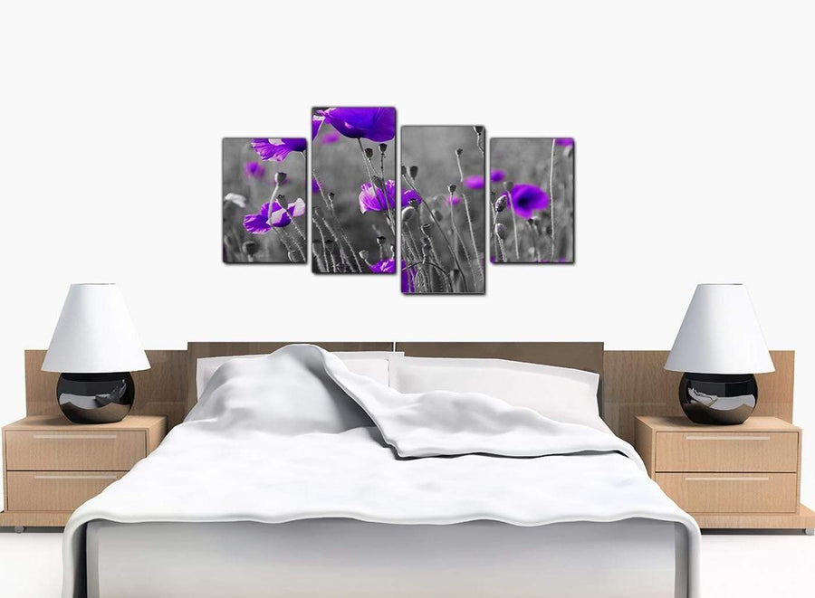Set Of Four Bedroom Purple Canvas Picture
