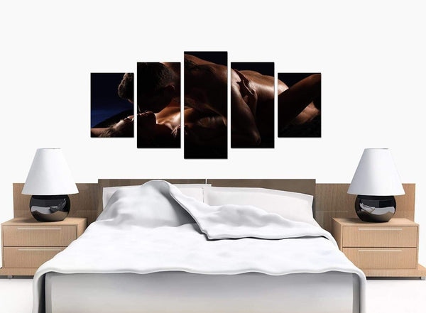 5 Piece Set of Modern Black White Canvas Wall Art