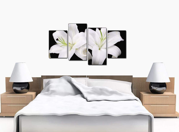4 Part Set of Bedroom Black White Canvas Art