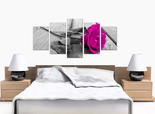 Set Of Five Large Pink Canvas Picture
