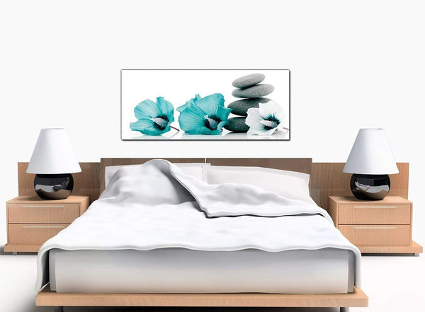 Flowers Bedroom Teal Canvas Art