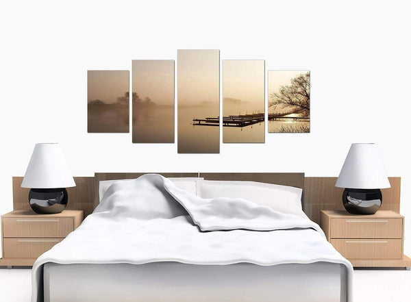 5 Part Set of Bedroom Brown Canvas Wall Art