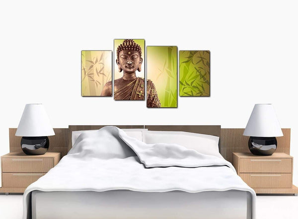 Four Part Set of Bedroom Green Canvas Art