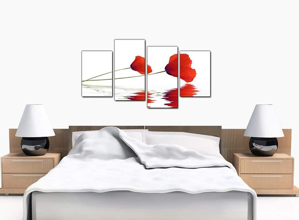 4 Panel Set of Cheap Red Canvas Art