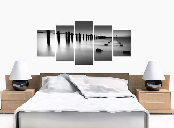 Set Of 5 Large Black White Canvas Art