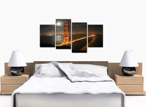 4 Piece Set of Bedroom Black White Canvas Picture