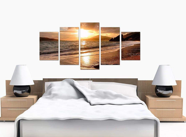 5 Panel Set of Bedroom Brown Canvas Wall Art