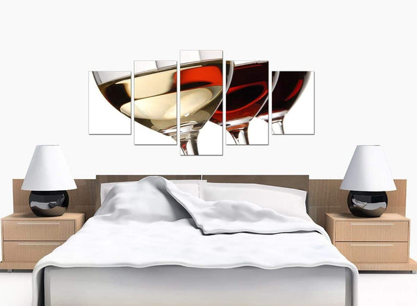 Five Part Set of Bedroom Red Canvas Wall Art