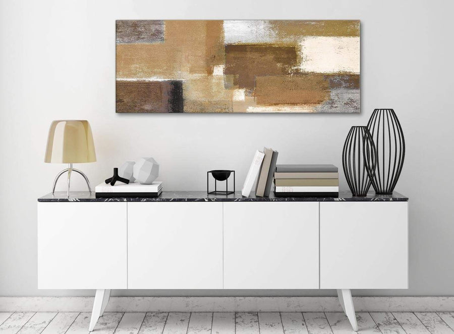 Brown Cream Beige Painting Living Room Canvas Pictures Accessories - Abstract 1387 - 120cm Print
