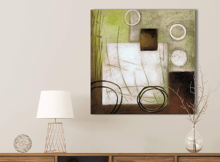 Brown Green Painting Kitchen Canvas Pictures Accessories - Abstract 1s421s - 49cm Square Print