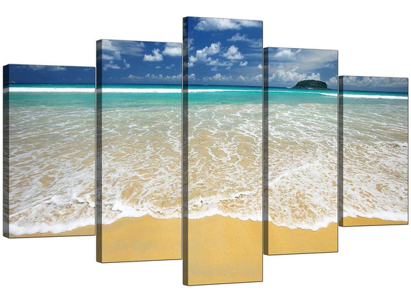 Set Of Five Modern Blue Canvas Wall Art