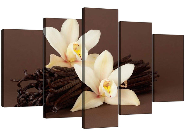 Set Of Five Living-Room Brown Canvas Prints