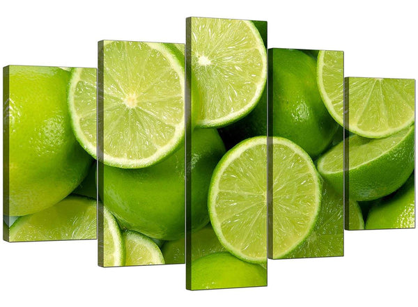 Five Part Set of Living-Room Green Canvas Picture