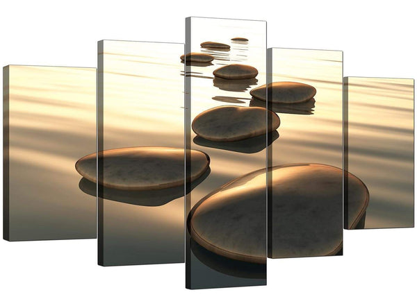 Set Of Five Living-Room Brown Canvas Prints