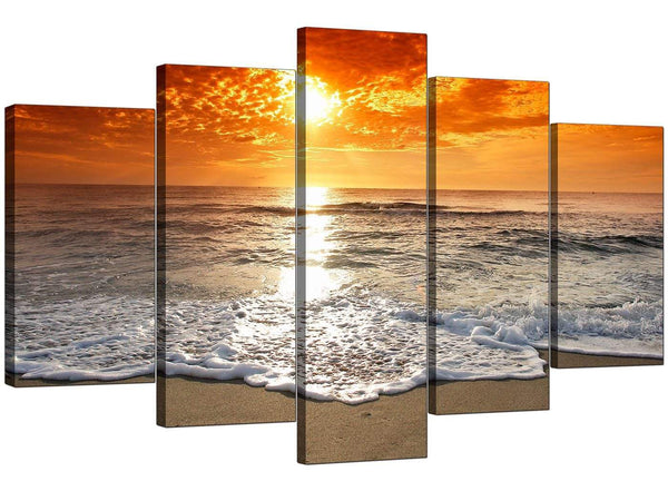 5 Piece Set of Living-Room Orange Canvas Picture