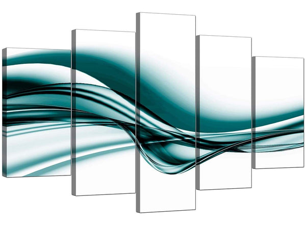 5 Piece Set of Living-Room Teal Canvas Prints