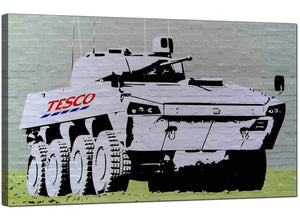 Banksy Canvas Pictures - Tesco Tank Eight Wheel Armoured Car - Urban Art