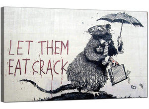 Banksy Canvas Pictures - Wall Street Rat Banker Let Them Eat Crack - Urban Art