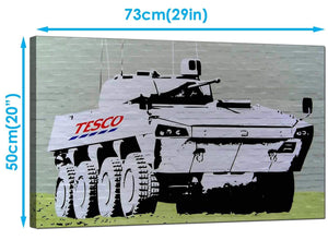 Banksy Canvas Art Prints - Tesco Tank Eight Wheel Armoured Car - Graffiti Art