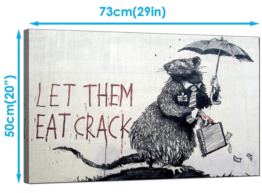 Banksy Canvas Art Prints - Wall Street Rat Banker Let Them Eat Crack - Graffiti Art