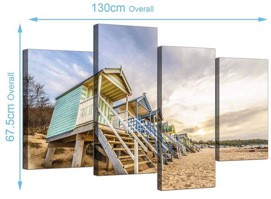 Cheap Beach Huts Canvas Pictures 130cm x 68cm 4200