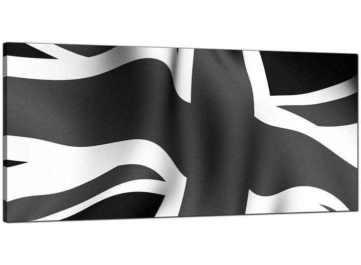 Black-White Cheap Panoramic Canvas of Union Jack Flag - 4019