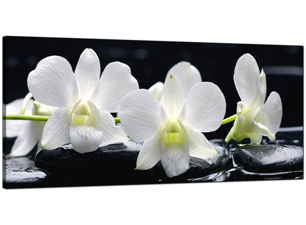 Black-White Bedroom Panoramic Canvas of Lily