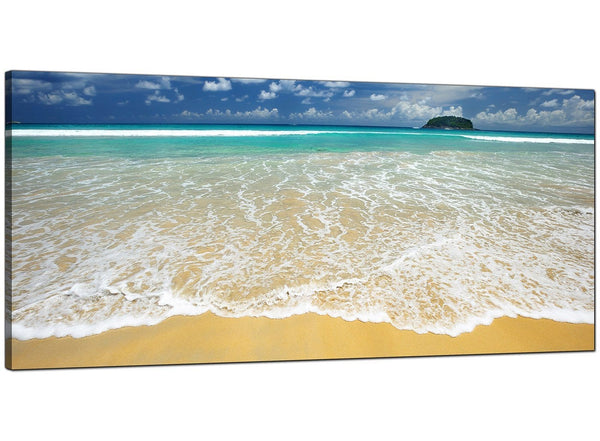 Blue Living Room Panoramic Canvas of Beach