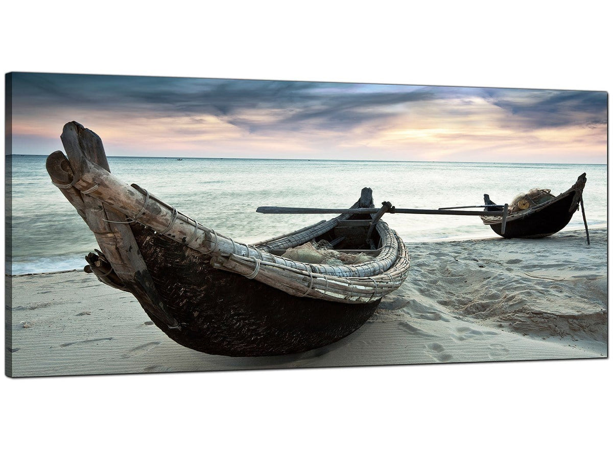 Thailand Fishing Boats Sunset Beach Modern Canvas Art