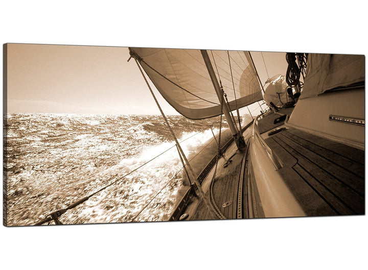 Brown Modern Wide Canvas of Yachts Landscape - 4106