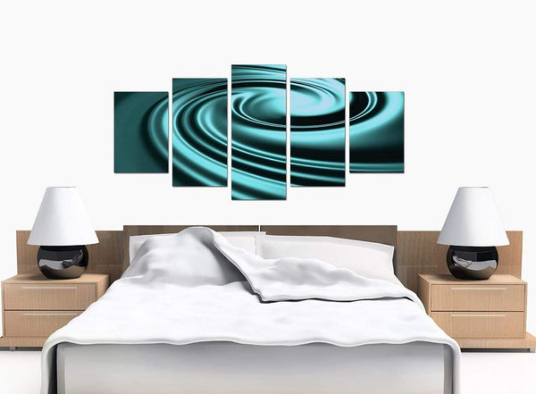 5 Piece Set of Bedroom Teal Canvas Pictures