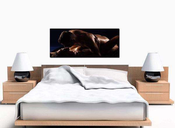 Erotic Couple Bedroom Black and White Canvas Prints