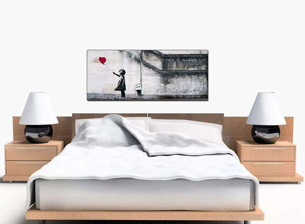 Banksy Graffiti Modern Red Canvas Wall Art