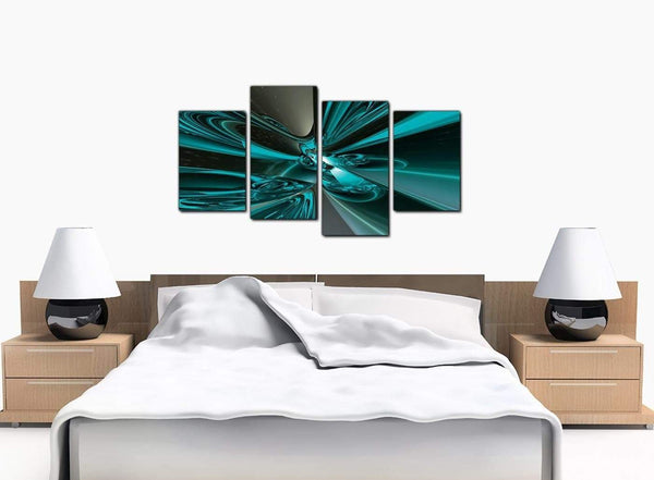 4 Panel Set of Bedroom Teal Canvas Prints
