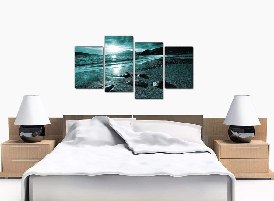 4 Part Set of Large Teal Canvas Picture