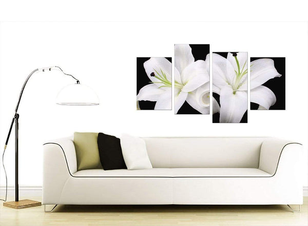 Black White Lily Flower Floral Canvas