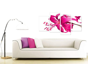 Pink Tiger Lily Flower on White Floral Canvas