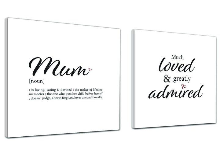 Canvas Prints Mum - Word Art - 2s480s Black and White - 49cm Square Wall Art - 2s480s