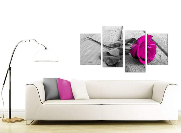 Pink Rose Grey Black White Flower Floral Canvas