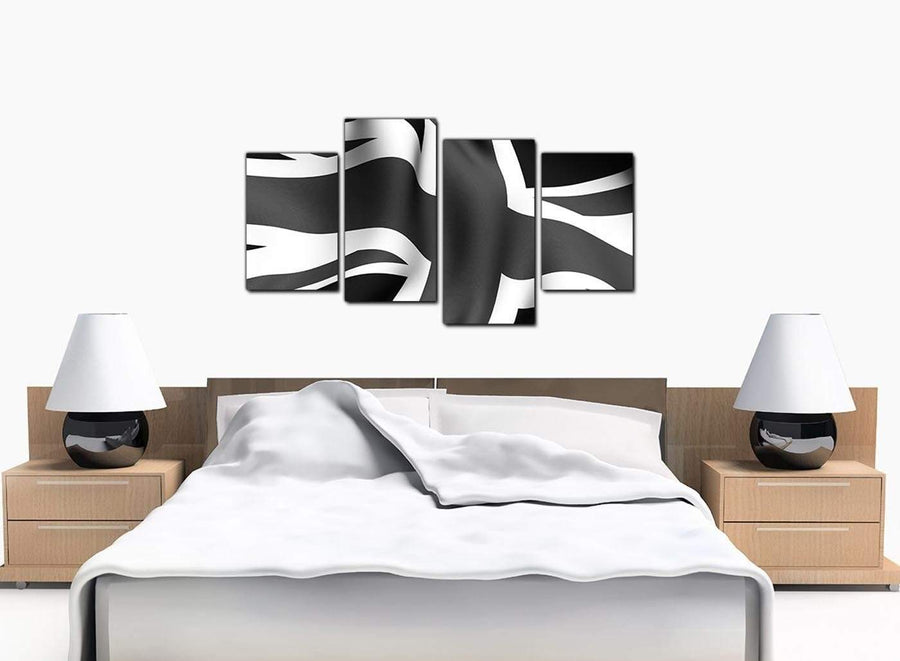 4 Panel Set of Bedroom Black White Canvas Picture