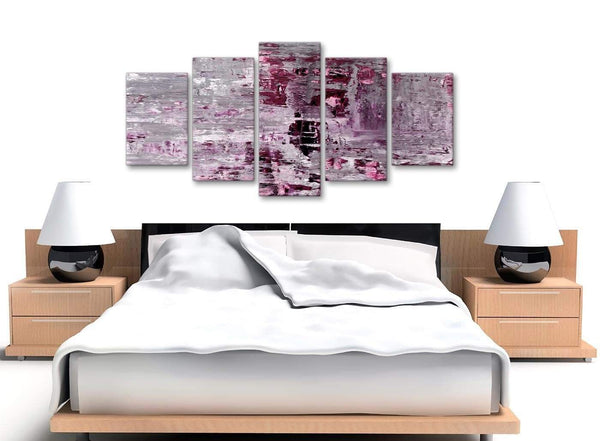 Cheap Extra Large Plum Grey Abstract Painting Wall Art Print Canvas Split 5 Set 160cm Wide 5359 For Your Living Room