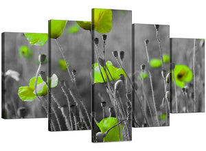 Set Of Five Extra-Large Green Canvas Prints