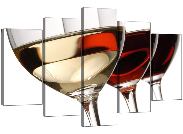 5 Panel Set of Living-Room Red Canvas Prints