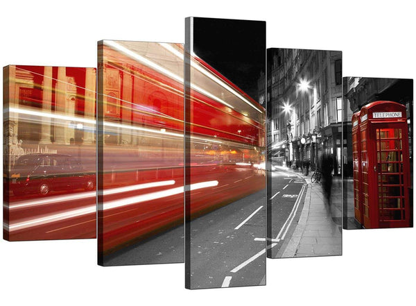 Set Of Five Living-Room Red Canvas Picture