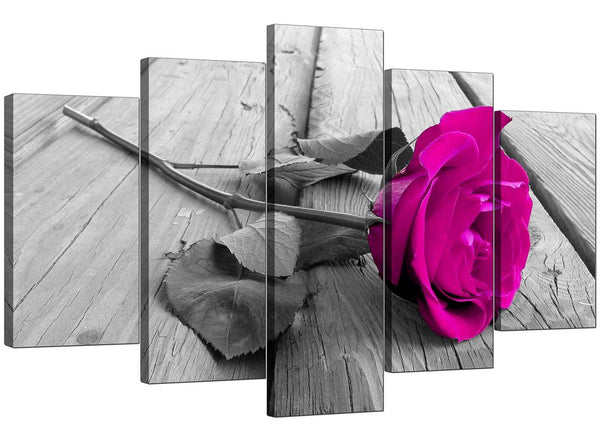 Five Part Set of Living-Room Pink Canvas Wall Art